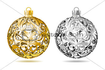 Gold and silver Openwork Christmas balls