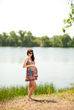 pregnant girl near the lake