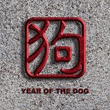 Chinese Dog Symbol Stone Background Illustration