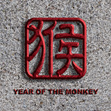 Chinese Monkey Symbol Stone Background Illustration