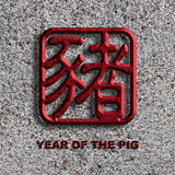 Chinese Pig Symbol Stone Background Illustration