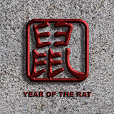Chinese Rat Symbol Stone Background Illustration