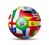 Brazil 2014,football soccer ball with world teams flags