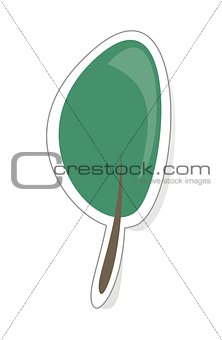 Green vector hand drawn tree isolated on white background