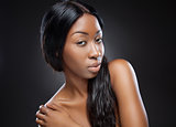 Young black woman with long hair