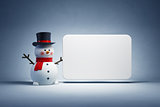 happy snowman and blank poster