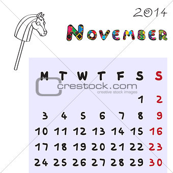 horse calendar 2014 november