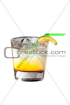 Cocktail with vodka and lemon juice isolated on white