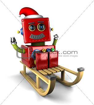 Santa Claus robot on sled