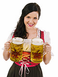 Beautiful woman serving Oktoberfest beer