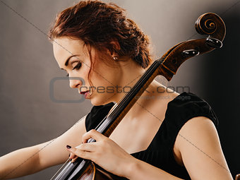 Beautiful cello player closeup