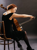 Cello player enjoying her music