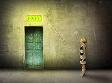 girl door with exit sign