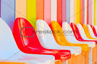 bright colored seats in the kids' club