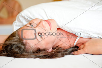  beautiful girl on the bed in the morning serene vulnerable