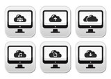 Computer and cloud vector buttons set for web