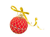Red Christmas ball with  bow