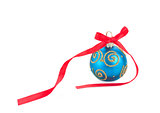 Blue Christmas ball with red bow