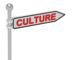 CULTURE arrow sign with letters 