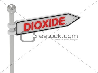 DIOXIDE arrow sign with letters 