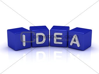 IDEA word on blue cubes 