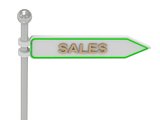 3d rendering of sign with gold "SALES"