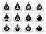 Christmas ball, christmas bauble vector buttons set