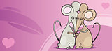 mice in love valentine card cartoon