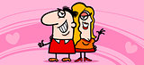 couple in love valentine card cartoon