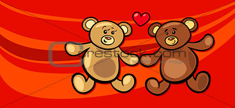 teddy bears in love valentine card