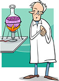 scientist in laboratory cartoon illustration