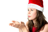 Santa woman with hands at face
