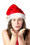 Santa woman with hands at face