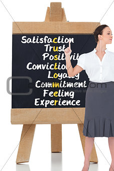 Composite image of content gorgeous businesswoman posing 