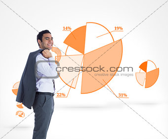 Composite image of smiling businessman standing
