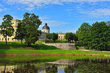 The pond and palace in Gatchina garden.