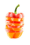sliced of colorful sweet bell pepper