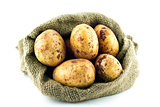 potatoes in burlap sack