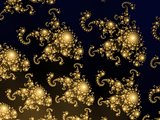 Golden fractal flowers on a black background