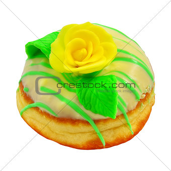 Donut with yellow rose