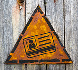 ID Card Icon on Rusty Warning Sign.