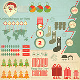 Vintage Christmas Infographic with Santa Claus