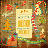 Retro Merry Christmas and New Years Card
