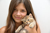 Girl with kitten