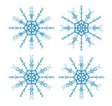 set of snowflakes with symbols of money: dollar, euro and yen (yuan)
