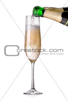 Champagne pouring in a glass