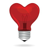 Heart love light bulb vector isolated object.