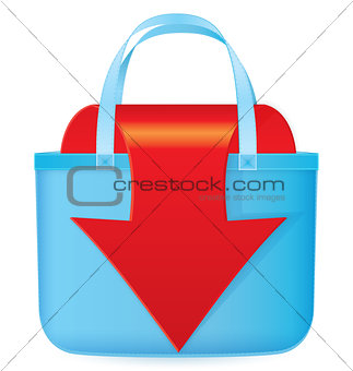 Bag with red arrow coming out