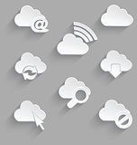 Cloud icon set white plastic e mail