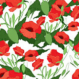 Red poppies seamless vector